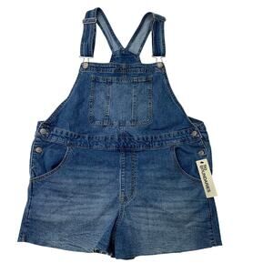 NWT No Boundaries Womens Large Shortalls Denim Jean Overall Shorts 2" Inseam